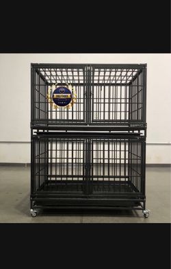 Double stables dog pet cage kennel size 43 with divider and feeding bowls new in box