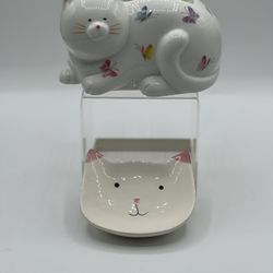 Takahashi Jolie San Francisco /Cat & Butterflies Notepad and Pen Holder w/ Dish