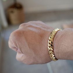 Handmade Miami Cuban Bracelet | 14K Yellow Gold 5x Plated