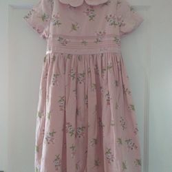 Lovely Pink Floral Dress Laura Ashley Girls Size 5 Easter Scallop Collar