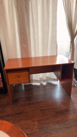 Mid-Century Modern Wood Desk with Drawers