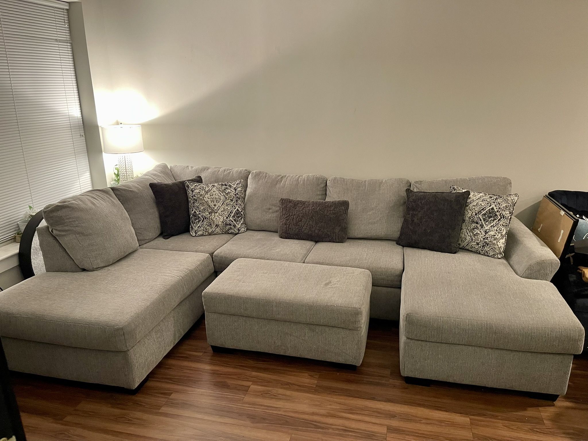 Large U Shaped Couch Pillows And Ottoman With Storage  
