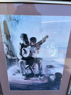 Banjo Lesson framed