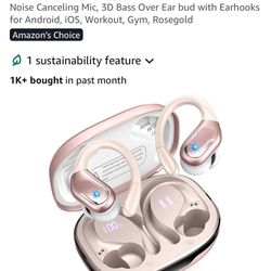 Wireless Earbud, 75H Bluetooth 5.4 Headphones Sport IP7 Waterproof, Running Wireless Earphones with ENC Noise Canceling Mic, 3D Bass Over Ear bud with