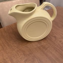 Vintage Mid Century Deco Style Pastel Yellow Disc Water Pitcher