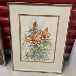 Original Joyce Olsen Listed Artist Floral Watercolor Painting 