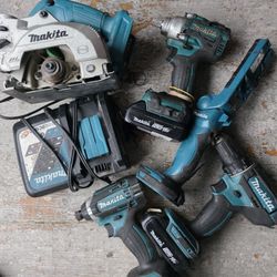 Makita 18v Set 5 Tools 3 Batteries 1 Charger