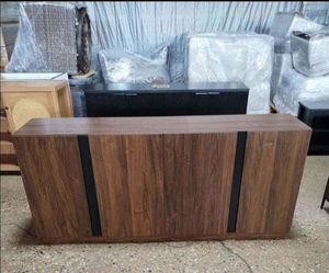 70" inch solid brown buffet with lots of storage and adjustable shelves (New)