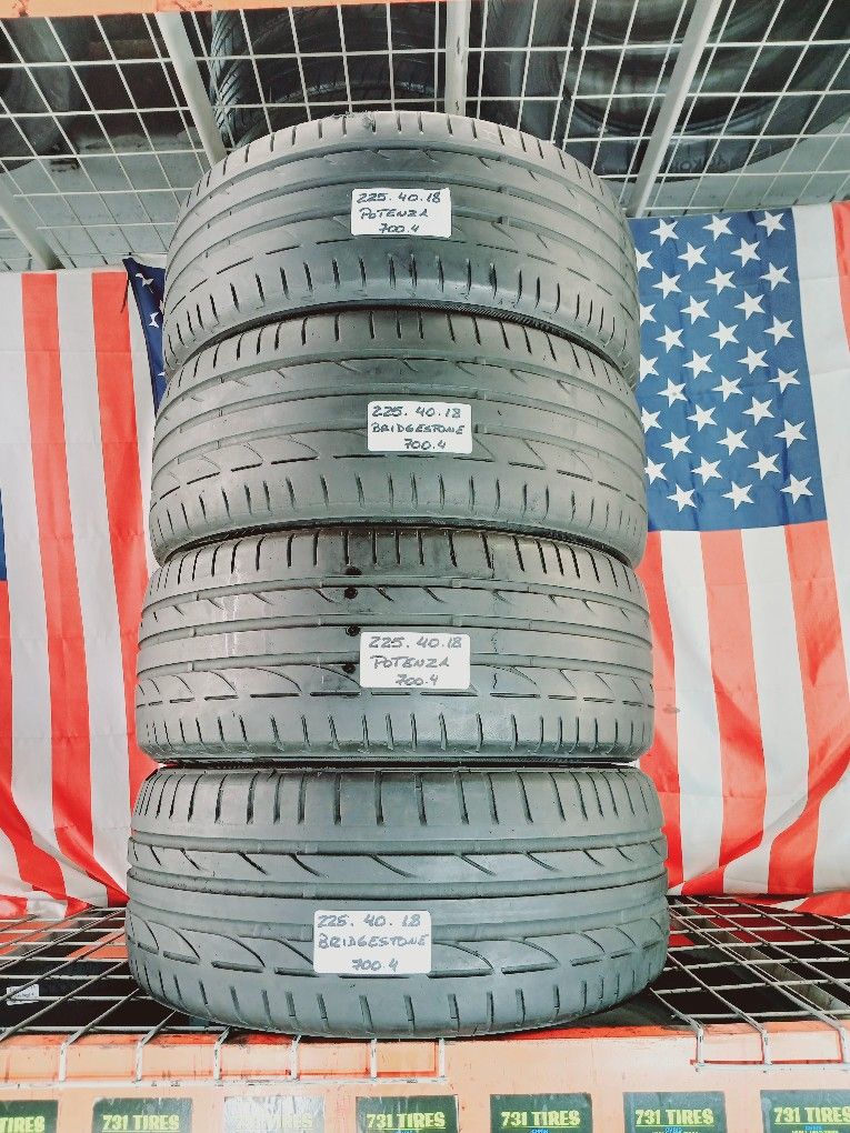✅️ 4 USED TIRES 225/40ZR18 BRIDGESTONE POTENZA 225/40R18 ALL SEASON 225 40 18