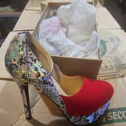 Guess Red Velvet Pumps with Ankle Strap sz6.5