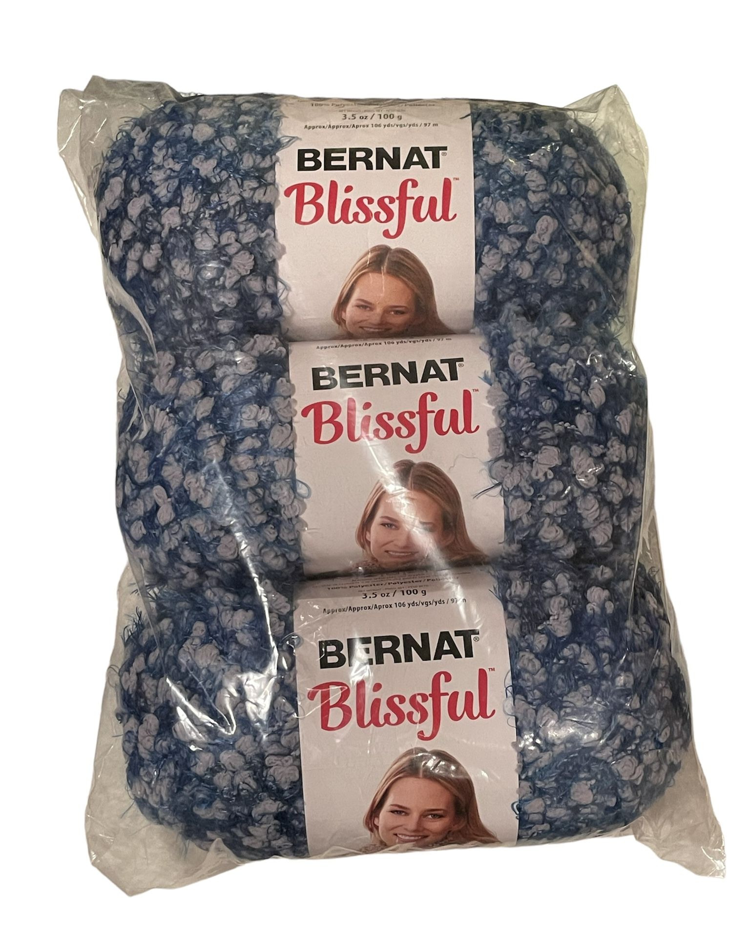 BERNAT Blissful yarn, 100% polyester, 3 yarns 3.5oz/100g each, Inky Teal, NEW.