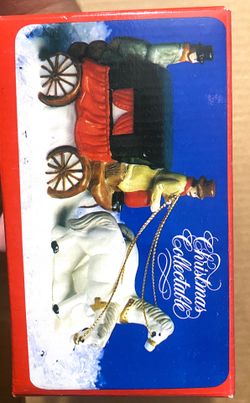 Vtg Christmas Decorative Carriage Horse Carriage With Driver 1991 National Decor