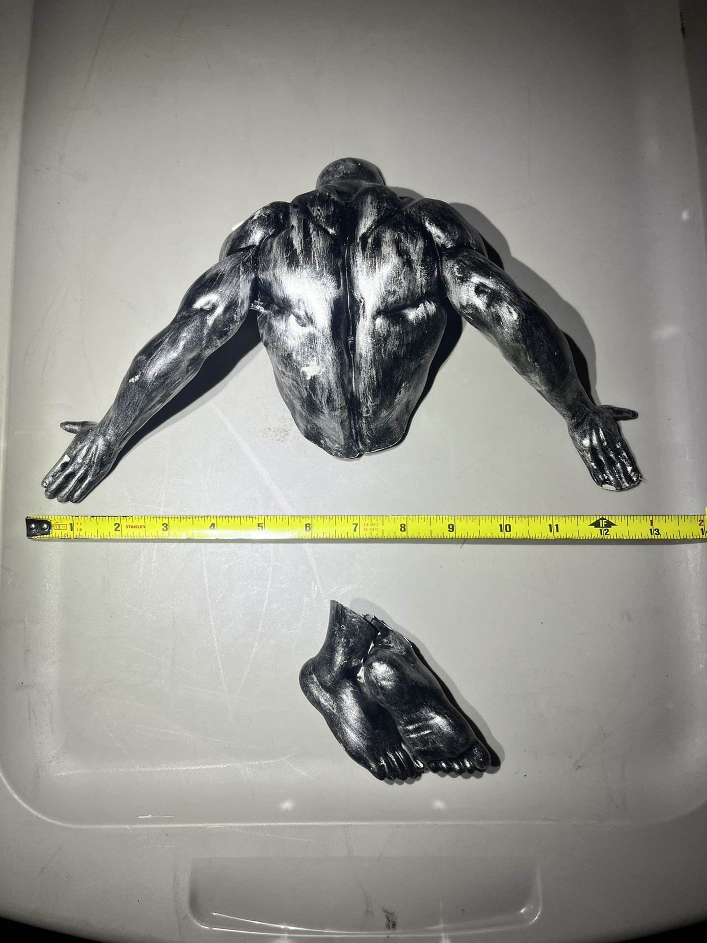 Silver Wall Sculpture – Man Emerging from Wall – Modern 3D Decorative Art for Home or Office