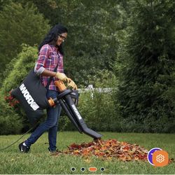 12 Amp 350 CFM 210 MPH Leaf Blower /Mulcher / Vacuum- Metal Impeller Included worx new sealed see pictures