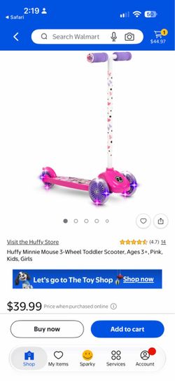 Huffy minnie mouse 3-wheel scooter age 3+