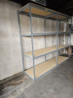 4 Tier Shelving 48 in W x 24 in D American Made Used Heavy Duty Steel Boltless Storage Rack Delivery Available