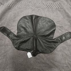 Black Leather Face Mask with Hook and Loop Fastener