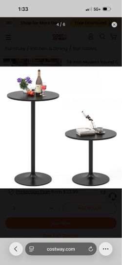 Modern Round Pedestal Bar Table Black