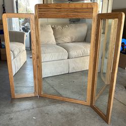 Gorgeous Solid Oak tri-fold Mirror
