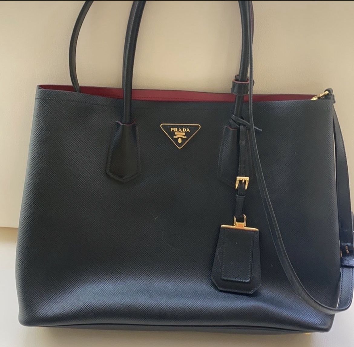 PRADA Med. Saffiano Leather double Bag