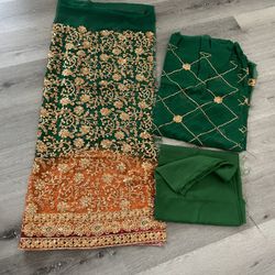 Women 3 Pieces Suits Unstitching New Light Color 45 Each Green Orange 25 Each Yellow Green 25 Each 