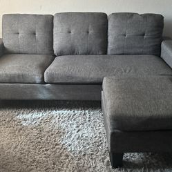 Small Grey Couch With Detachable Ottoman 