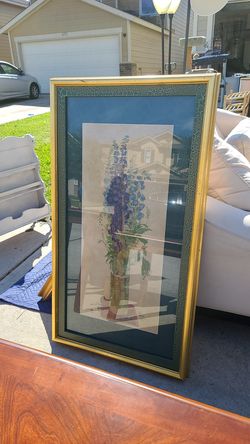 Tall Teal Frame With Gold Trim