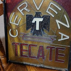 Tecate Cerveza Stain Glass Sign