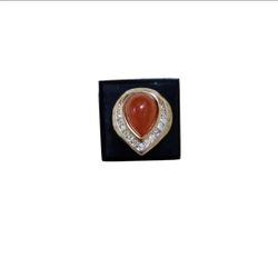 Size 8.25 18K HGE Amber Toned Bling Ring