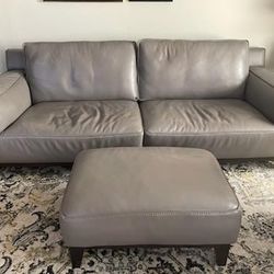 Great Leather Couch With Ottoman