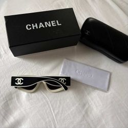 chanel mother of pearls black and white sunglasses