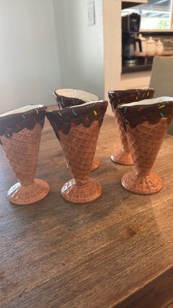 Ceramic Ice Cream Cone Cups Set of 5