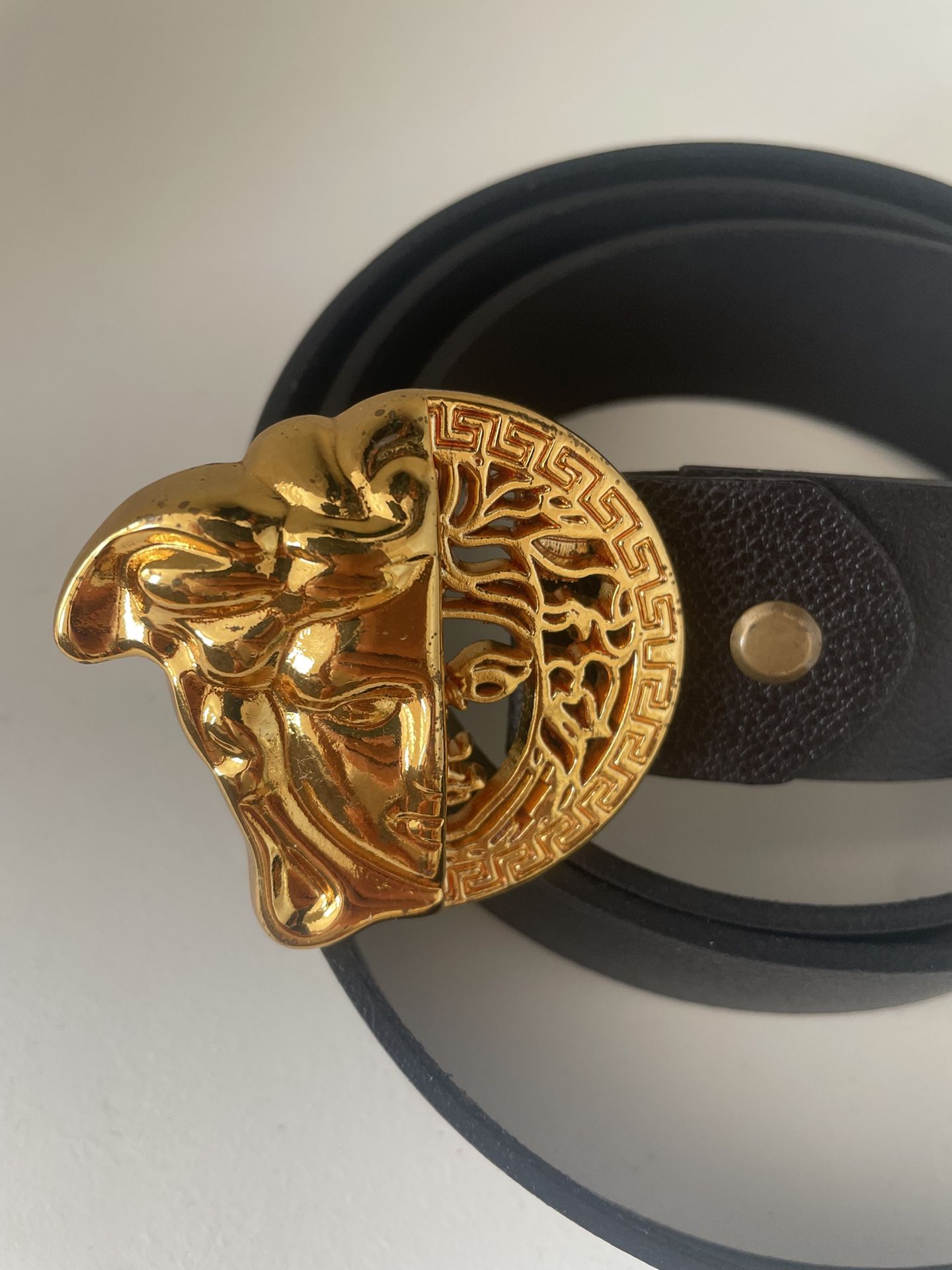 Versace Medusa Head Black Leather Belt