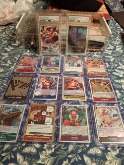 One Piece TCG Card Lot with PSA Graded Cards, ready for pick up,  Check out my other cards!