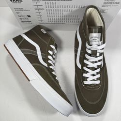 Vans Crockett High Dark Olive Green White Sneakers Men Size 13