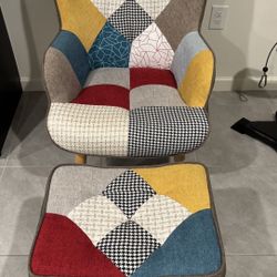 Kohlson Upholstered Wingback Chair with Ottoman