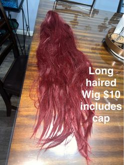Long Red Burgundy Wig with Cap