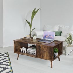 Durable Industrial Coffee Table with Open Storage Space Living Room Furniture