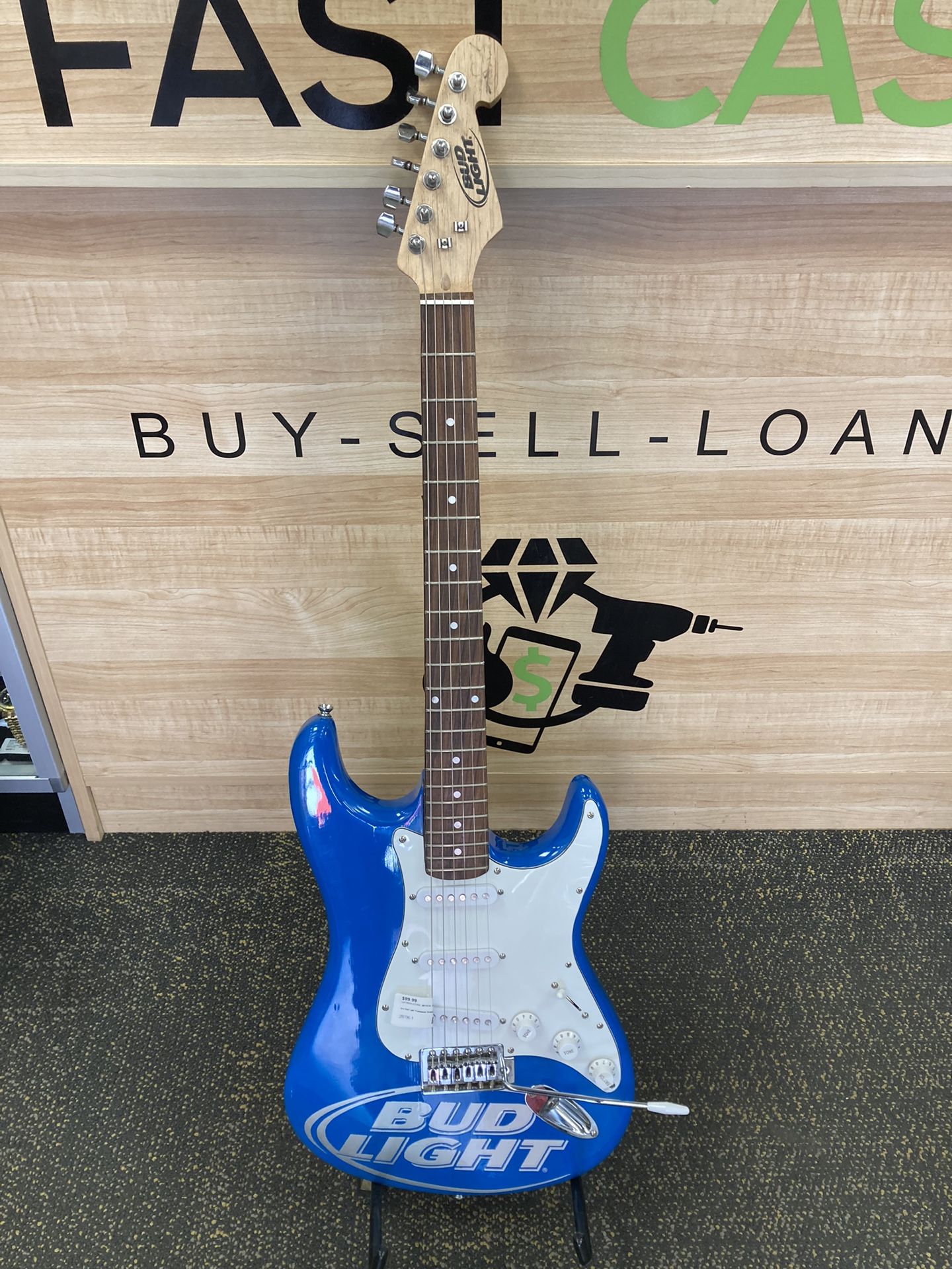 Aria Bud Light Promotional Stratocaster Electric Guitar Blue