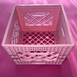 Baby Pink Plastic Storage Crate