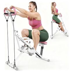 Sportsroyals Squat Machine, Squat Assist Rower for Glutes and Thighs, Foldable Exercise Equipment w/ Four Adjustable Resistance for Home, Full Body Wo