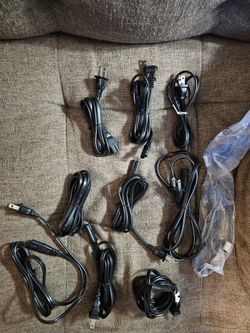 2 Prong Power Cord Cable 10 Pcs Various Lengths Some Used Some New