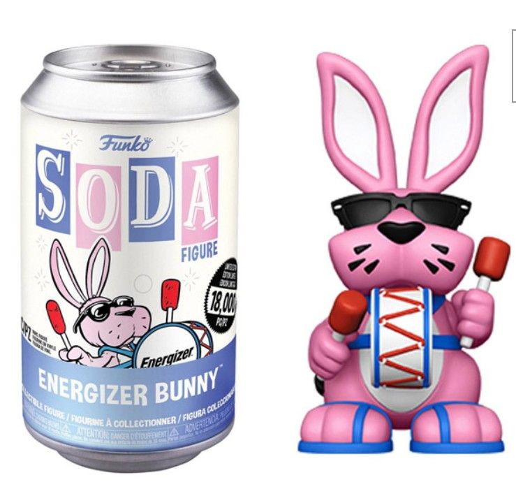 BRAND NEW COOLEST LIMITED EDITION COLLECTIBLE FUNKO SODA CAN WITH FIGURE OF THE ENERGIZER BUNNY!