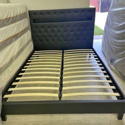 Black Queen LED Platform Bed