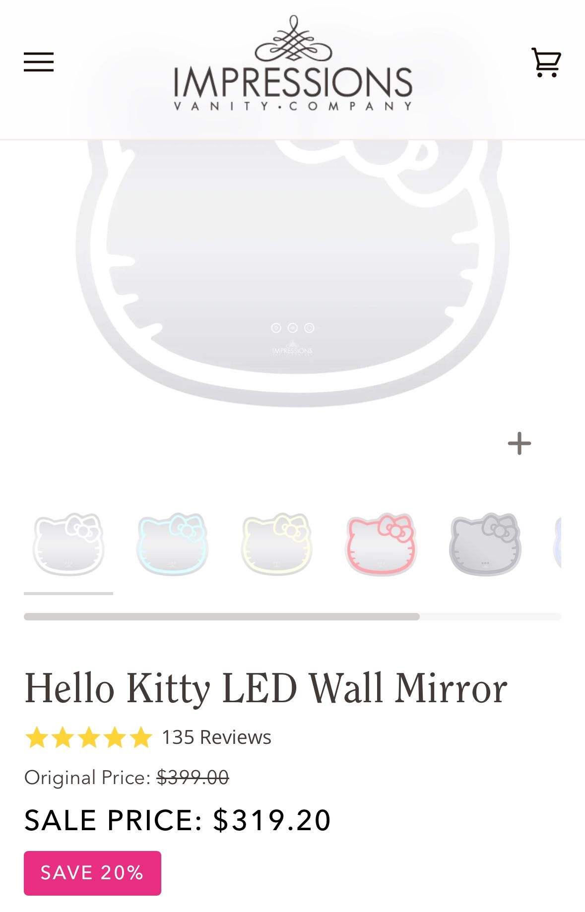 Impressions Vanity for hello kitty led wall mirror