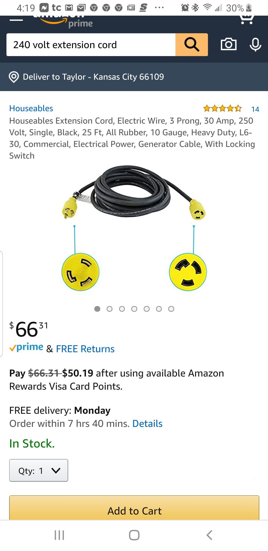 240 volt extension cord