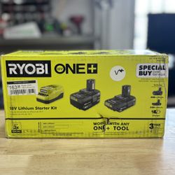 Ryobi ONE+ 18V Lithium-Ion Starter Kit with 2.0 Ah Battery, 4.0 Ah Battery, and Charger