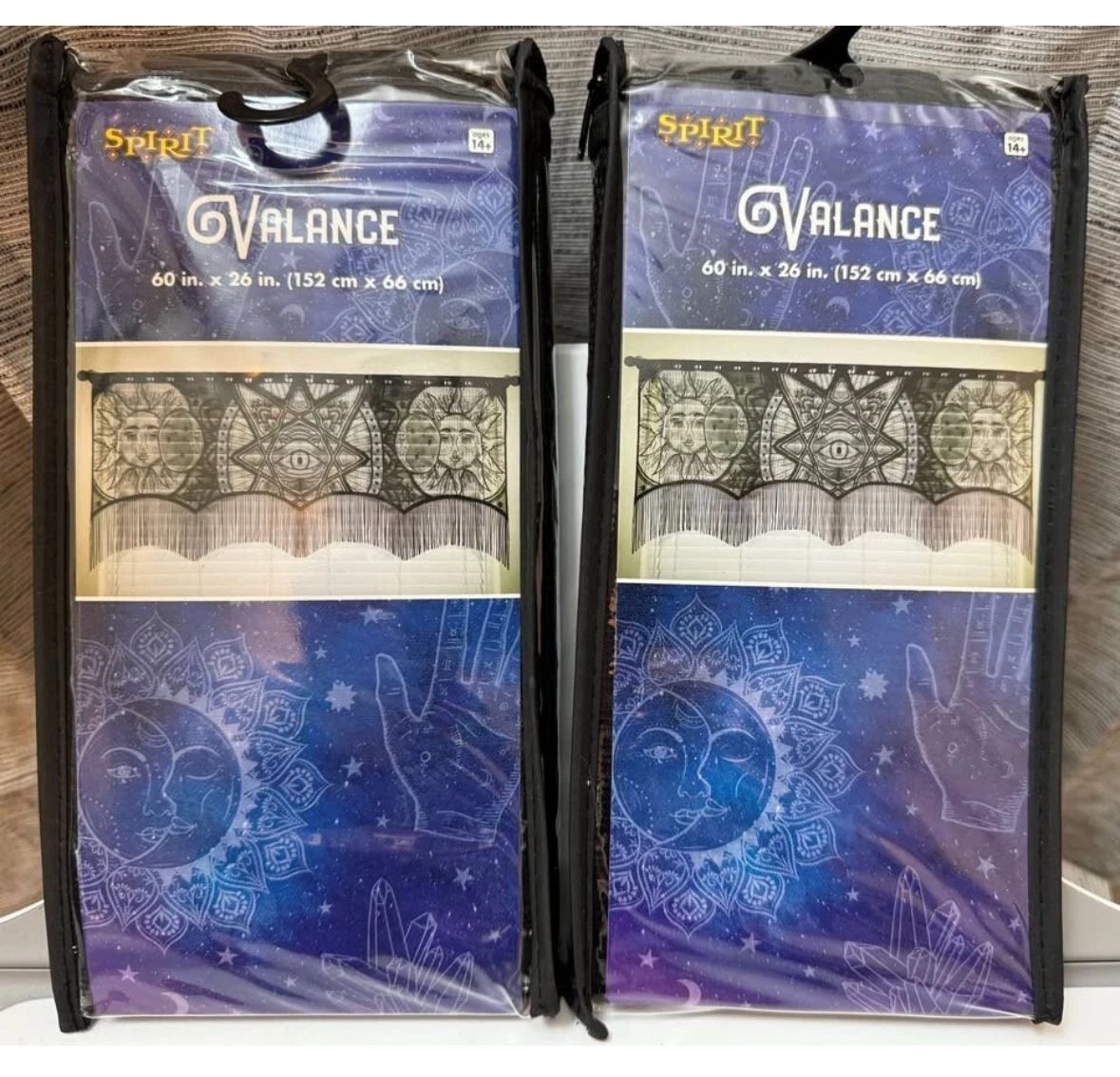 Set of 2 Spirit Halloween Moon Sun Gothic Pagan Wiccan Occult Fringe Valance