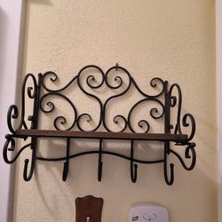 8x8x17 Five Hook Wrought Iron Shelf And Other Item Sold Separately