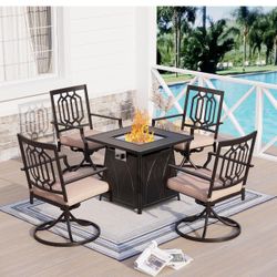 Brand New Patio Set Fire Pit Propane 5 Pieces 